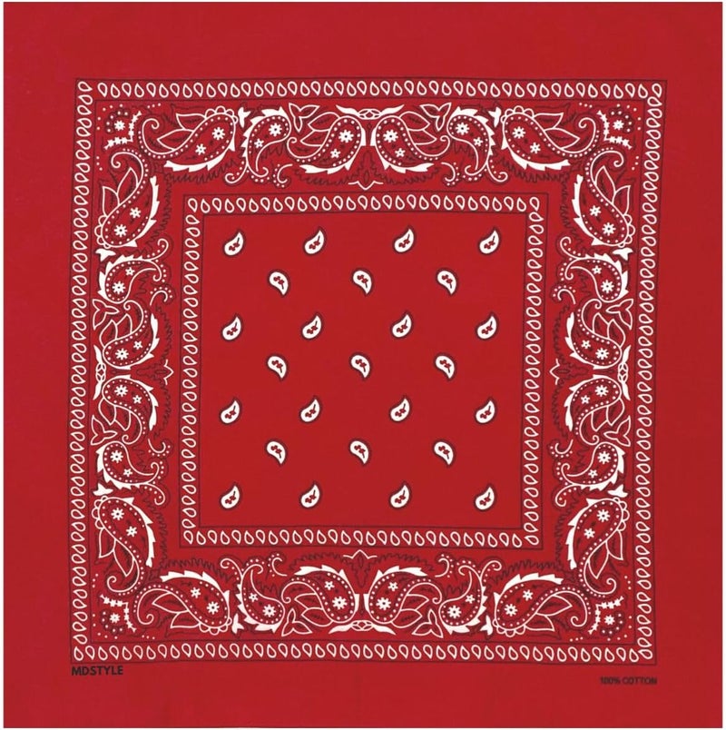 MD Style 100% Cotton Bandana for Men & Women 22" x 22" Paisley Pattern Handkerchief Headband Scarf - Image 3
